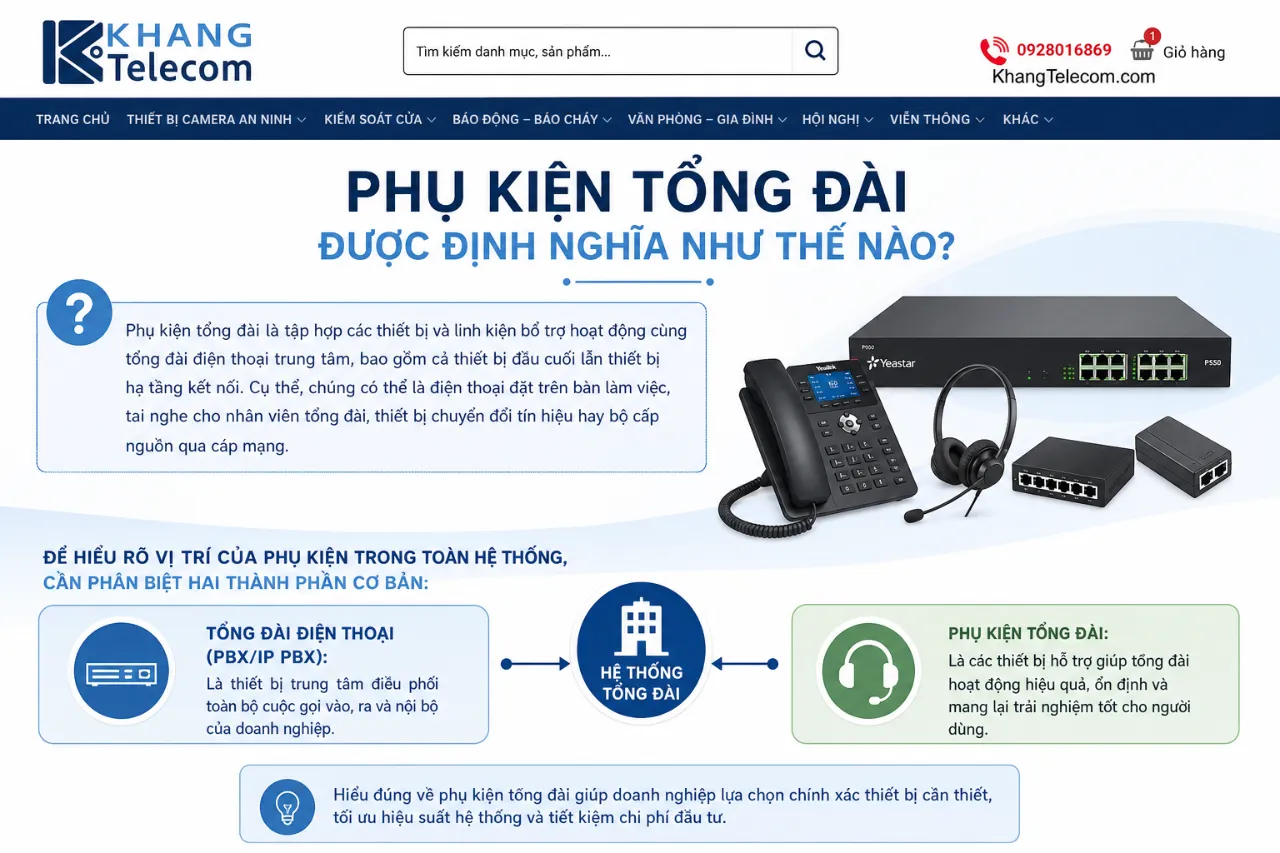 Phụ kiện tổng đài được định nghĩa như thế nào?