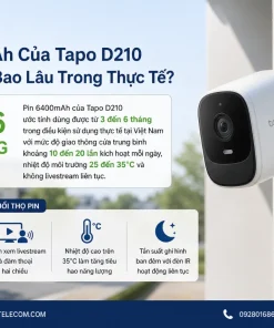 Camera Chuông Cửa TP Link Tapo D210: Nhìn Đêm Màu, AI, IP65