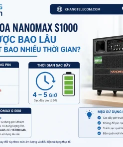 Loa Kéo Nanomax S1000: 450W, Bass 30cm, Pin 4-6 Giờ