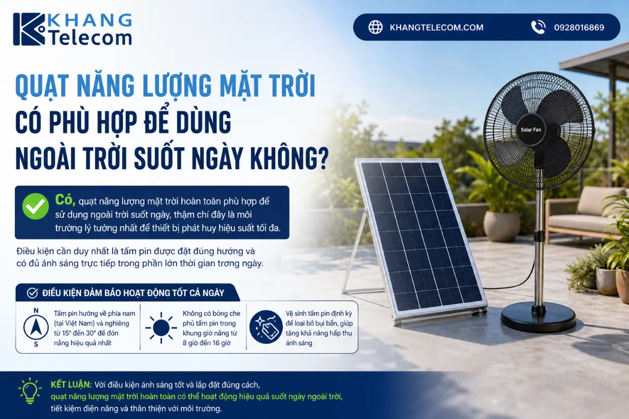Quạt Năng Lượng Mặt Trời Có Phù Hợp Để Dùng Ngoài Trời Suốt Ngày Không?