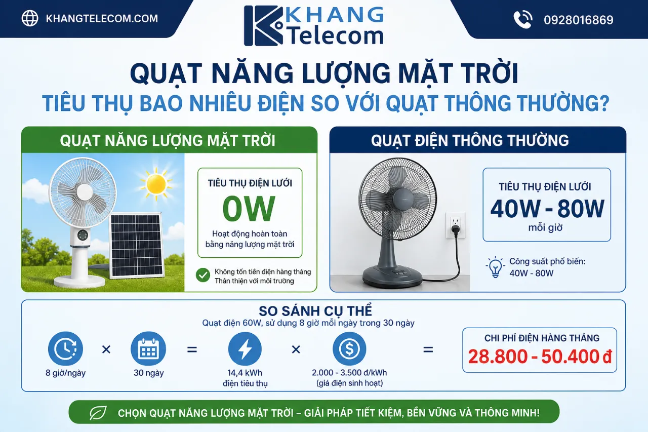 Quạt Năng Lượng Mặt Trời Tiêu Thụ Bao Nhiêu Điện So Với Quạt Thông Thường?