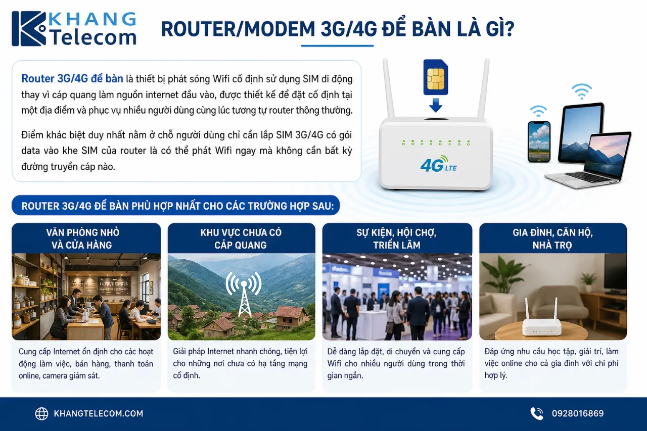 Router/Modem 3G/4G để bàn là gì?