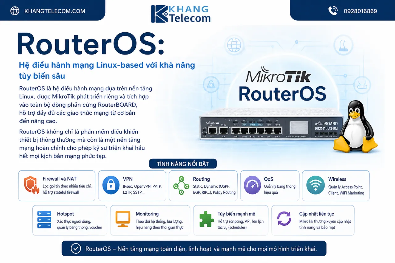 RouterOS: Hệ điều hành mạng Linux-based với khả năng tùy biến sâu