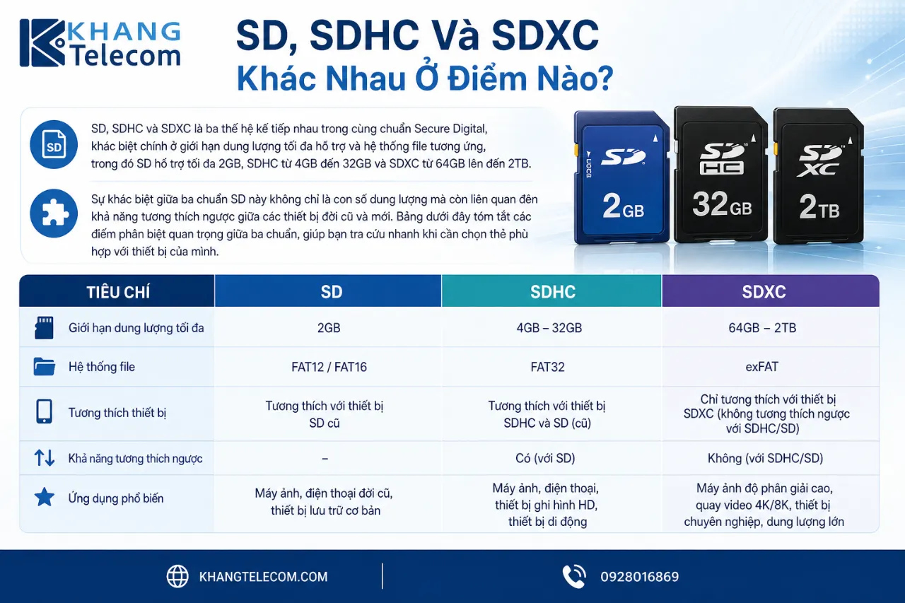 SD, SDHC Và SDXC Khác Nhau Ở Điểm Nào?
