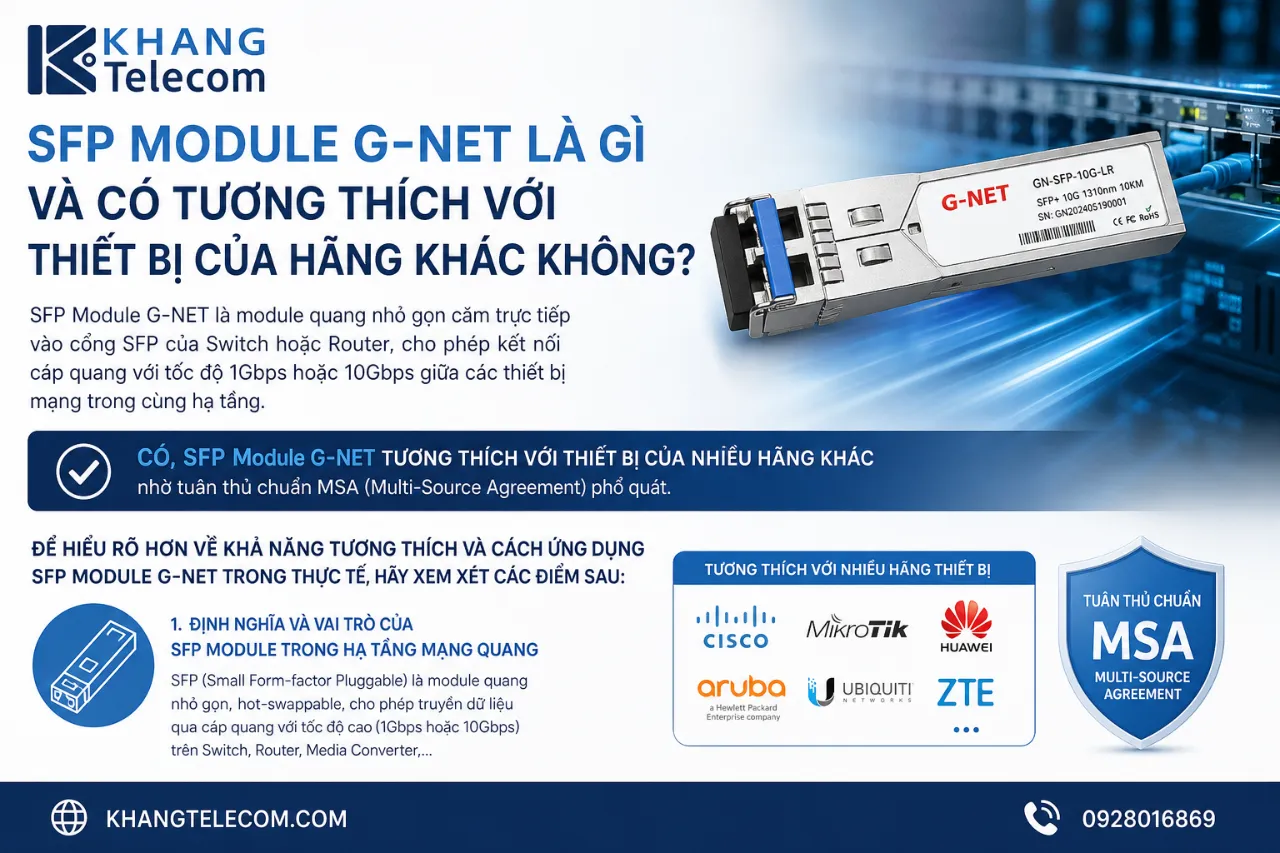SFP Module G-NET Là Gì Và Có Tương Thích Với Thiết Bị Của Hãng Khác Không?
