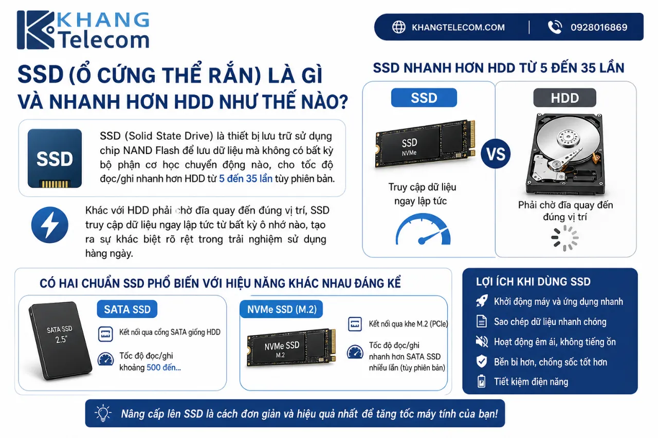 SSD (Ổ cứng thể rắn) là gì và nhanh hơn HDD như thế nào?
