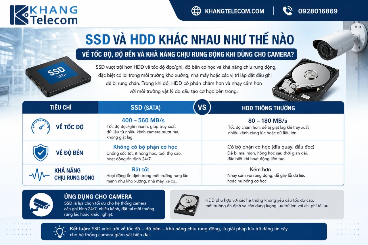 SSD Và HDD Khác Nhau Như Thế Nào Về Tốc Độ, Độ Bền Và Khả Năng Chịu Rung Động Khi Dùng Cho Camera?