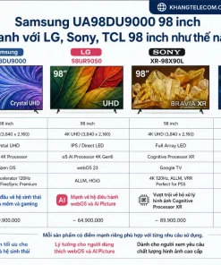 Smart Tivi 4K 98 Inch Samsung UA98DU9000: Crystal UHD, 120Hz, Tizen