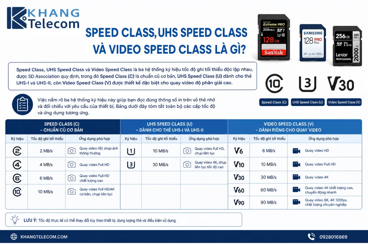 Speed Class, UHS Speed Class Và Video Speed Class Là Gì?