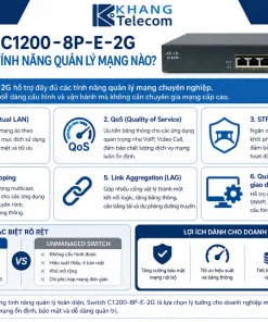 Thiết Bị Mạng C1200-8P-E-2G: Switch Cisco 1200, 8x 1G PoE+, 67W