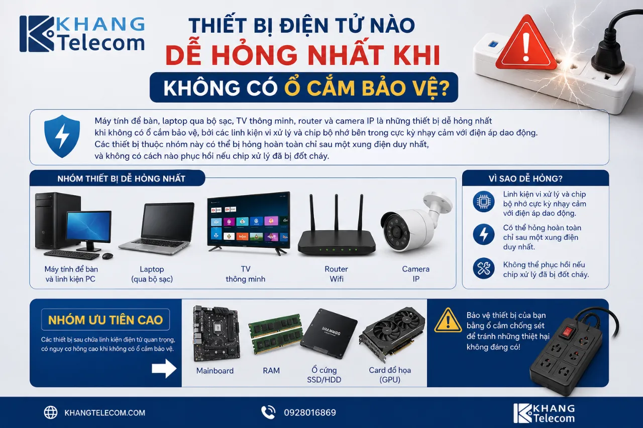 Thiết Bị Điện Tử Nào Dễ Hỏng Nhất Khi Không Có Ổ Cắm Bảo Vệ?
