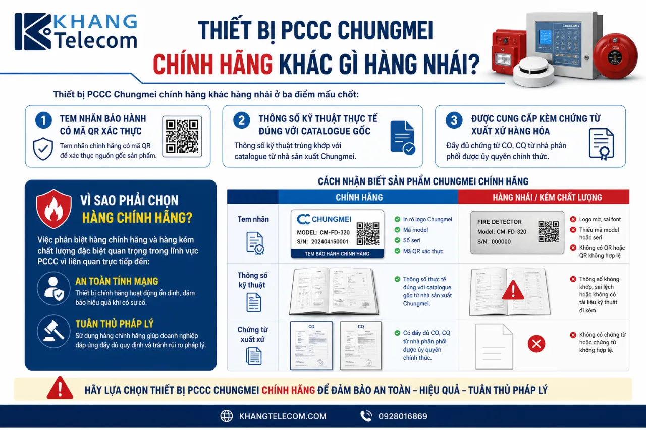 Thiết Bị PCCC Chungmei Chính Hãng Khác Gì Hàng Nhái?