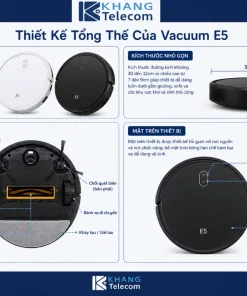 Robot Hút Bụi Vacuum E5: 2000Pa, Hộp Bụi 400ml, App