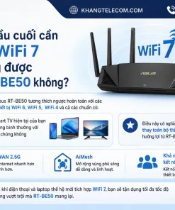 Router Wifi 7 Asus RT-BE50: BE3600, 2.5G WAN, AiMesh, 4 Anten Rời