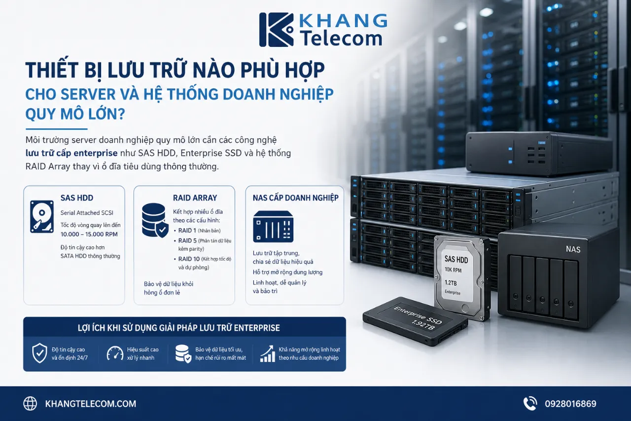Thiết bị lưu trữ nào phù hợp cho server và hệ thống doanh nghiệp quy mô lớn?