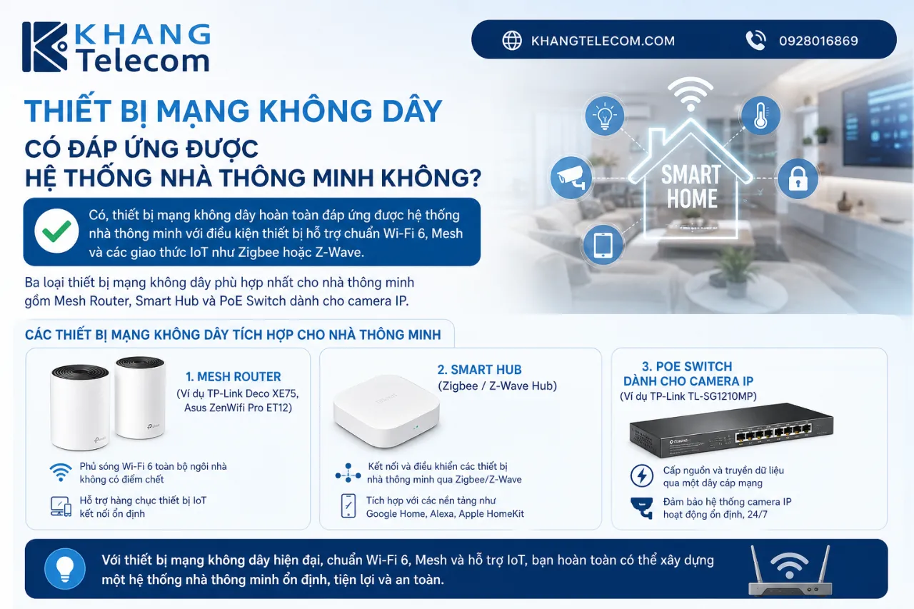 Thiết bị mạng không dây có đáp ứng được hệ thống nhà thông minh không?