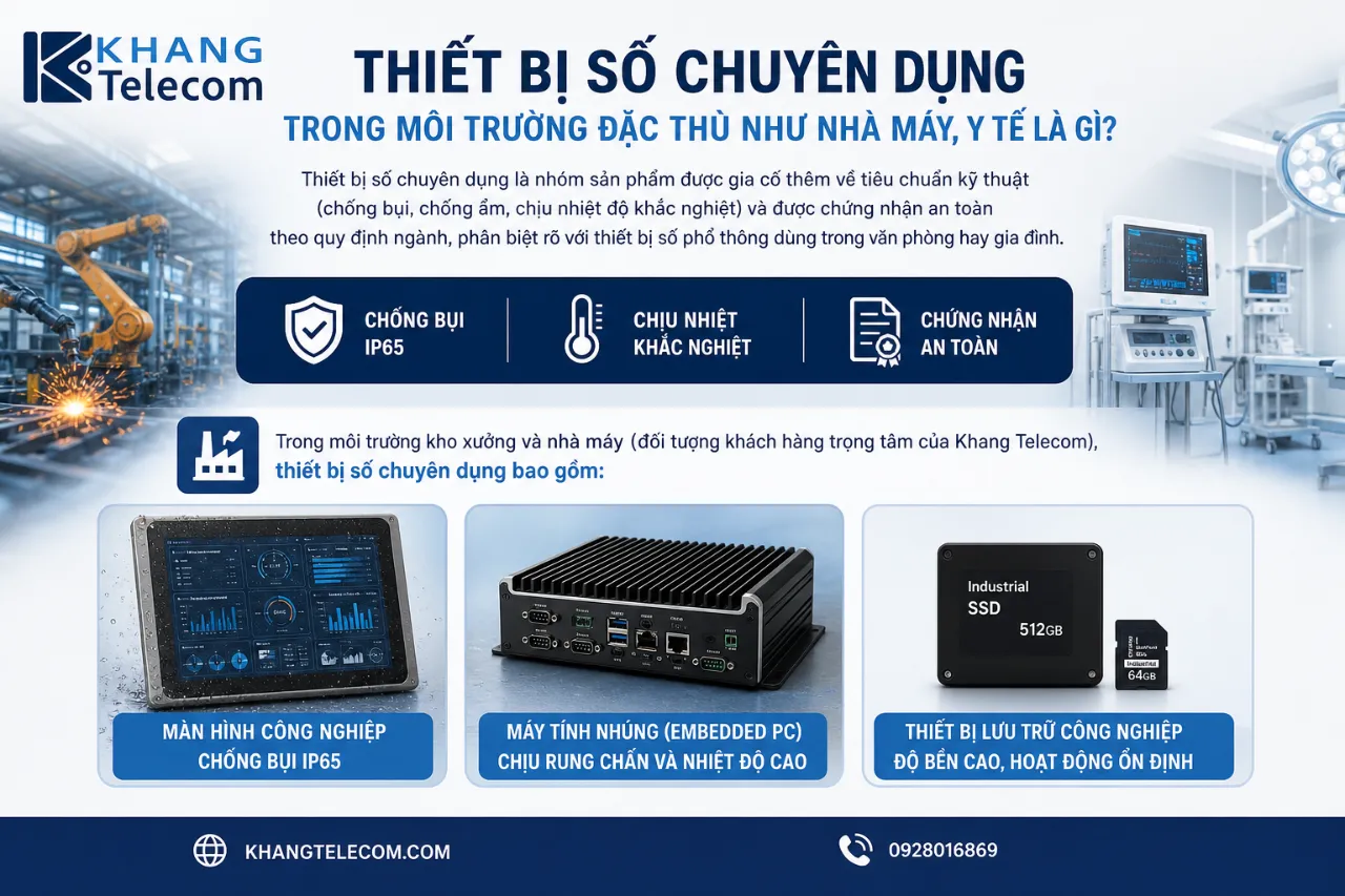 Thiết bị số chuyên dụng trong môi trường đặc thù như nhà máy, y tế là gì?