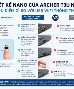 USB Wifi TP-Link Archer T3U Nano: AC1300, MU-MIMO, Băng Tần Kép