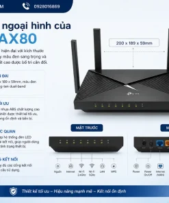 Router Wifi 6 TP-Link Archer AX80: AX6000, 2.5G, 160MHz, OneMesh