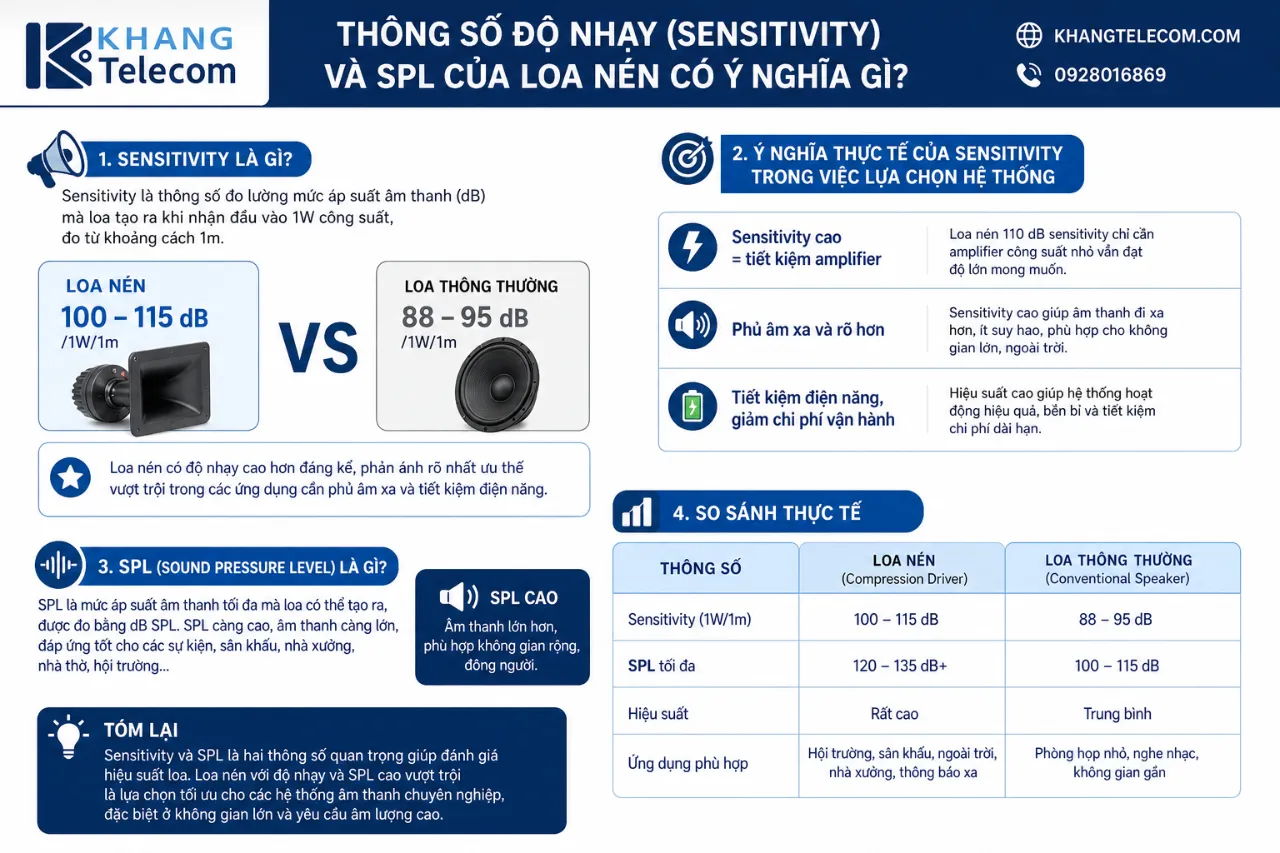 Thông Số Độ Nhạy (Sensitivity) Và SPL Của Loa Nén Có Ý Nghĩa Gì?