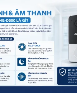 Camera Chuông Cửa ZKTeco NG-D500: Full HD 1080P, H.265, WiFi 2.4GHz