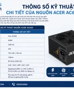 Nguồn Acer AC650 230V: 650W, Máy Tính Bàn, Giá Dễ Tiếp Cận