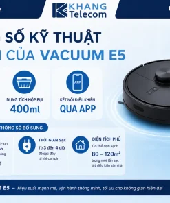 Robot Hút Bụi Vacuum E5: 2000Pa, Hộp Bụi 400ml, App