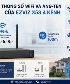 Đầu Ghi EZVIZ X5S: 4 Kênh Không Dây, H.265+, Hỗ Trợ Ổ 8TB