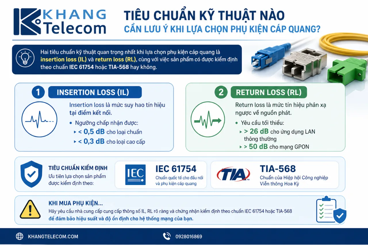 Tiêu Chuẩn Kỹ Thuật Nào Cần Lưu Ý Khi Lựa Chọn Phụ Kiện Cáp Quang?
