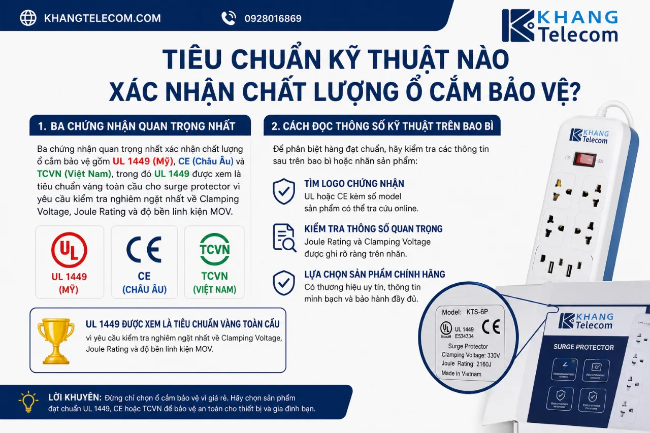 Tiêu Chuẩn Kỹ Thuật Nào Xác Nhận Chất Lượng Ổ Cắm Bảo Vệ?
