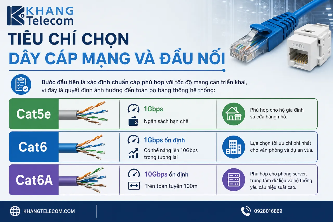 Tiêu chí chọn dây cáp mạng và đầu nối