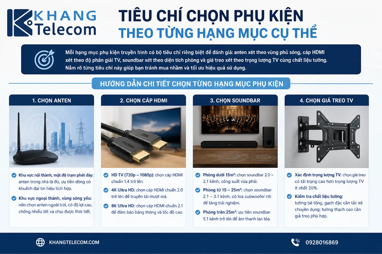 Tiêu chí chọn phụ kiện theo từng hạng mục cụ thể
