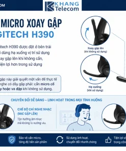 Tai Nghe USB Giảm Ồn Logitech H390: USB-A, Mic Xoay, Âm Thanh Stereo