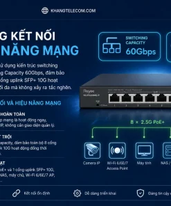 Switch Mạng 8 Cổng Reyee RG-ES209MG-P: 2.5G, PoE 130W, SFP+ 10G