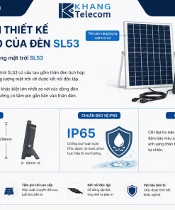 Đèn Pha LED Năng Lượng Mặt Trời SL53: 300W, IP65, 200m²