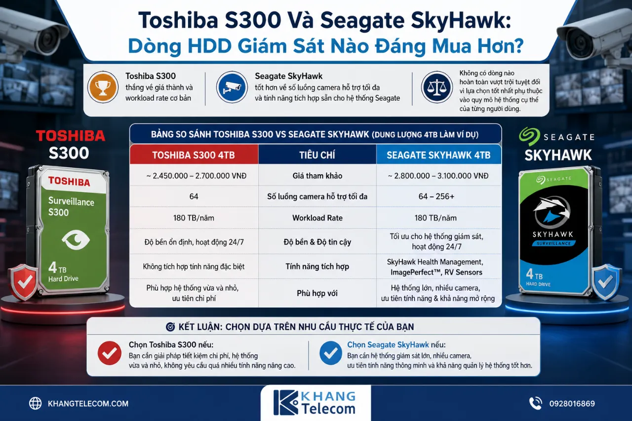Toshiba S300 Và Seagate SkyHawk: Dòng HDD Giám Sát Nào Đáng Mua Hơn?