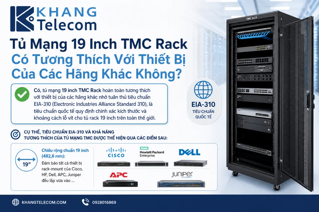 Tủ Mạng 19 Inch TMC Rack Có Tương Thích Với Thiết Bị Của Các Hãng Khác Không?