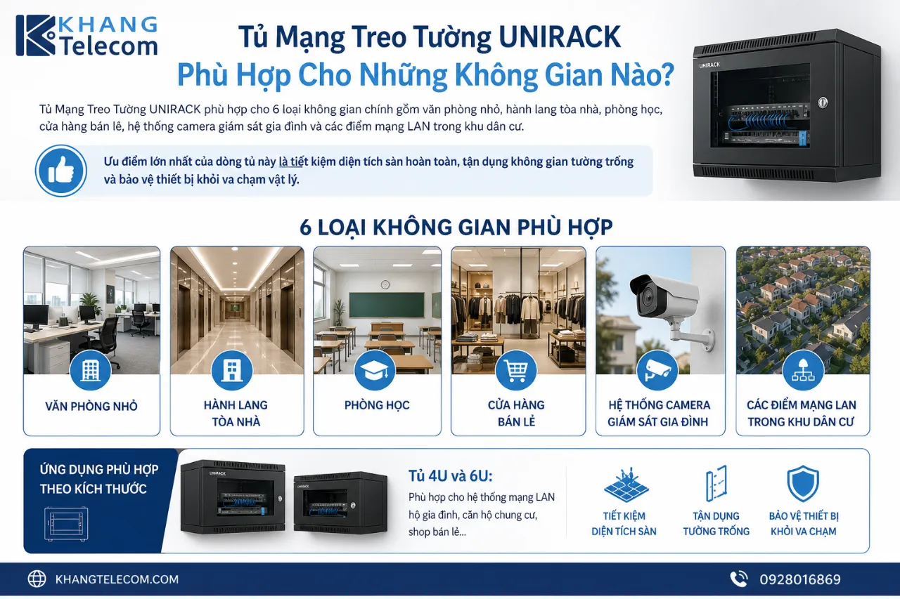 Tủ Mạng Treo Tường UNIRACK Phù Hợp Cho Những Không Gian Nào?