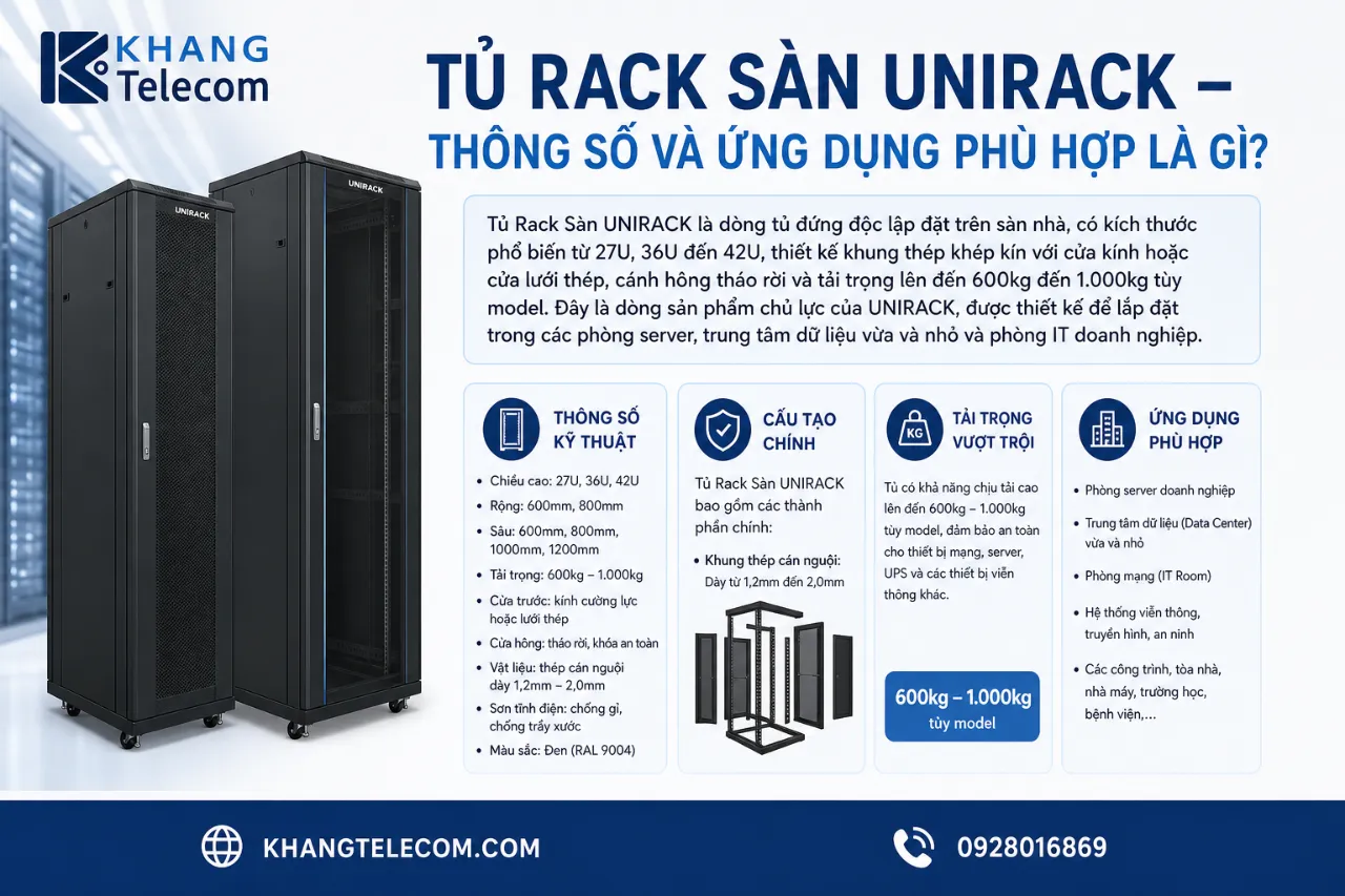 Tủ Rack Sàn UNIRACK – Thông Số Và Ứng Dụng Phù Hợp Là Gì?