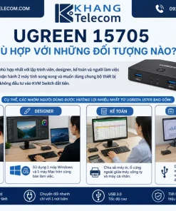 Thiết Bị Chia Sẻ 3 USB 3.0 UGREEN 15705: 2 Máy Tính, USB-C, Remote