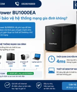 UPS CyberPower BU1000EA: 1000VA, 630W, AVR, 4 Ổ Cắm, Chống Sét