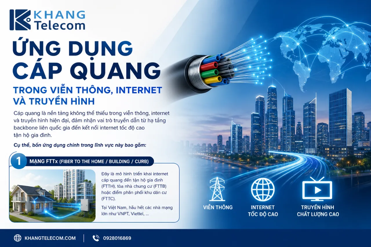 Ứng Dụng Cáp Quang Trong Viễn Thông, Internet Và Truyền Hình