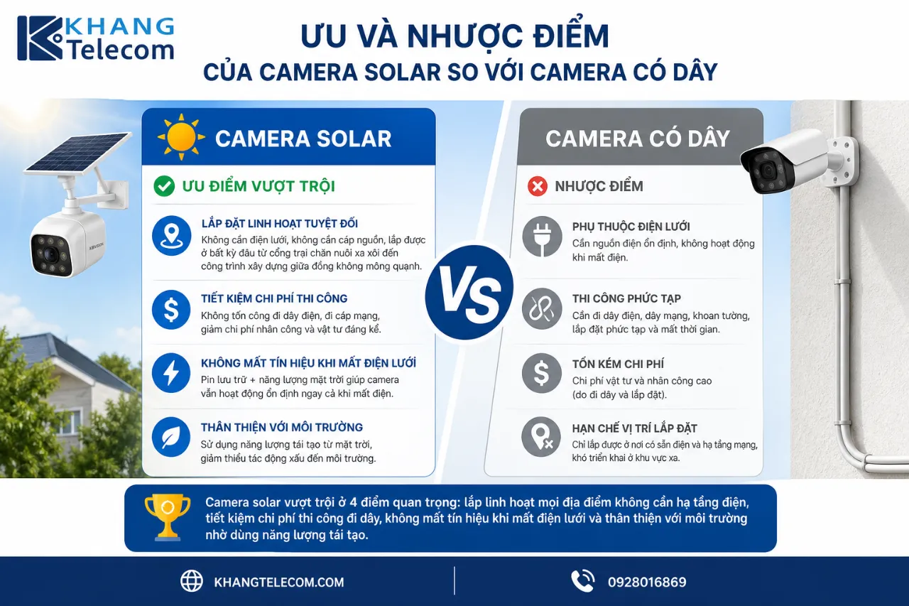 Ưu Và Nhược Điểm Của Camera Solar So Với Camera Có Dây