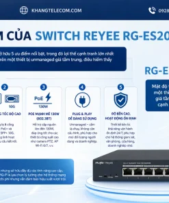 Switch Mạng 8 Cổng Reyee RG-ES209MG-P: 2.5G, PoE 130W, SFP+ 10G
