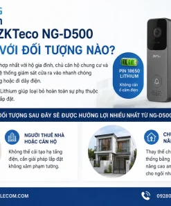 Camera Chuông Cửa ZKTeco NG-D500: Full HD 1080P, H.265, WiFi 2.4GHz