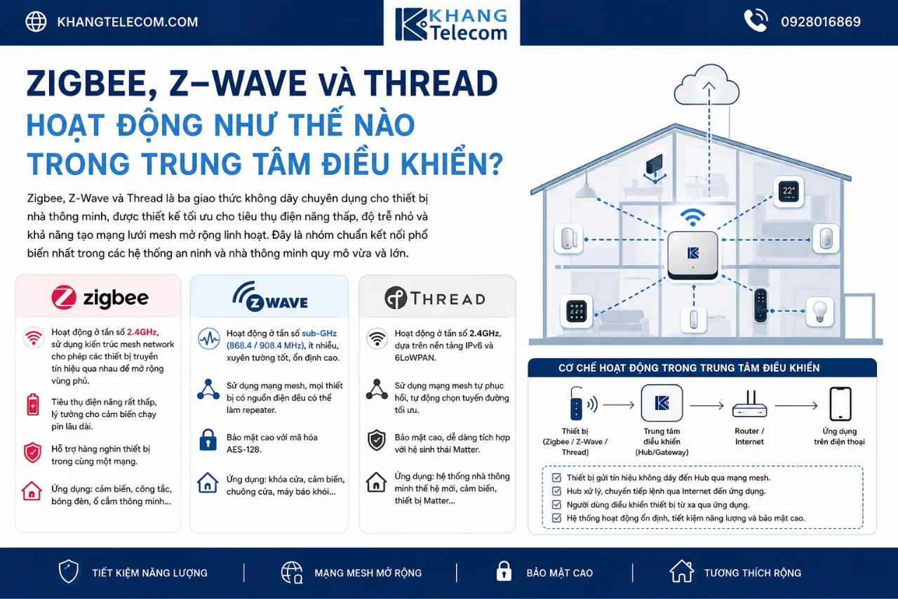 Zigbee, Z-Wave Và Thread Hoạt Động Như Thế Nào Trong Trung Tâm Điều Khiển?