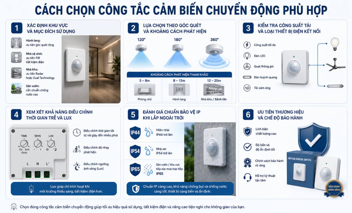 Cách Chọn Công Tắc Cảm Biến Chuyển Động Phù Hợp