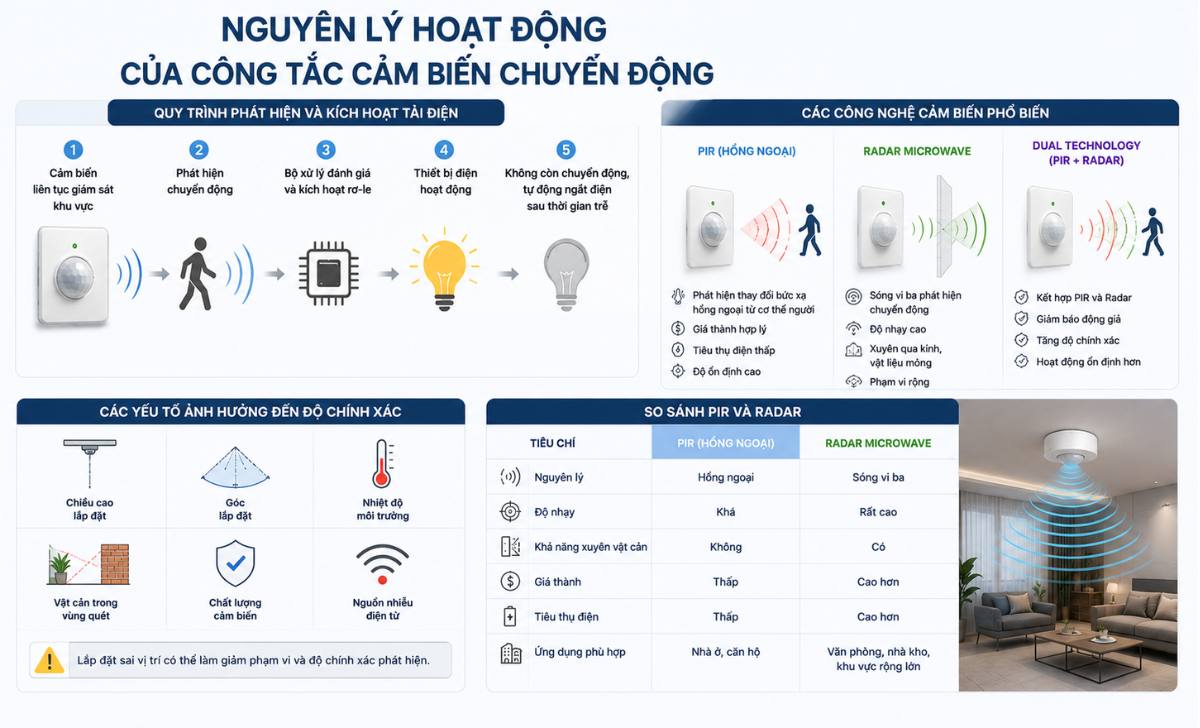 Nguyên Lý Hoạt Động Của Công Tắc Cảm Biến Chuyển Động