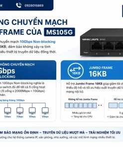 Switch 5 Cổng Mercusys MS105G: 5 RJ45, Gigabit, Tiết Kiệm Điện