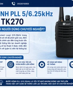 Máy bộ đàm KENWOOD TK270: UHF 400-470MHz, Công Suất 5W, 16 Kênh